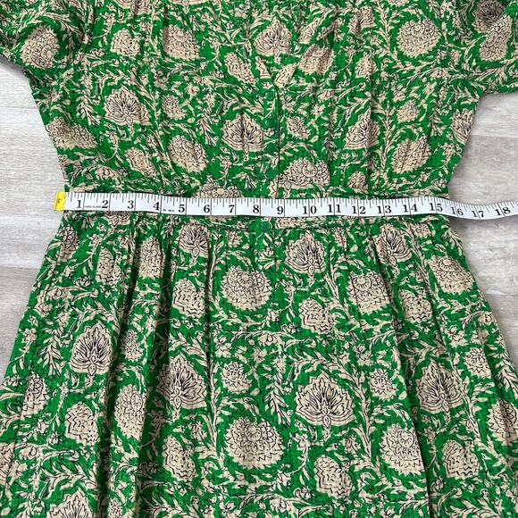 BA&SH Ba & Sh Paz Floral Printed Mini Shirt Dress In Green Women’s 2 3/4 Sleeves - Picture 8 of 10